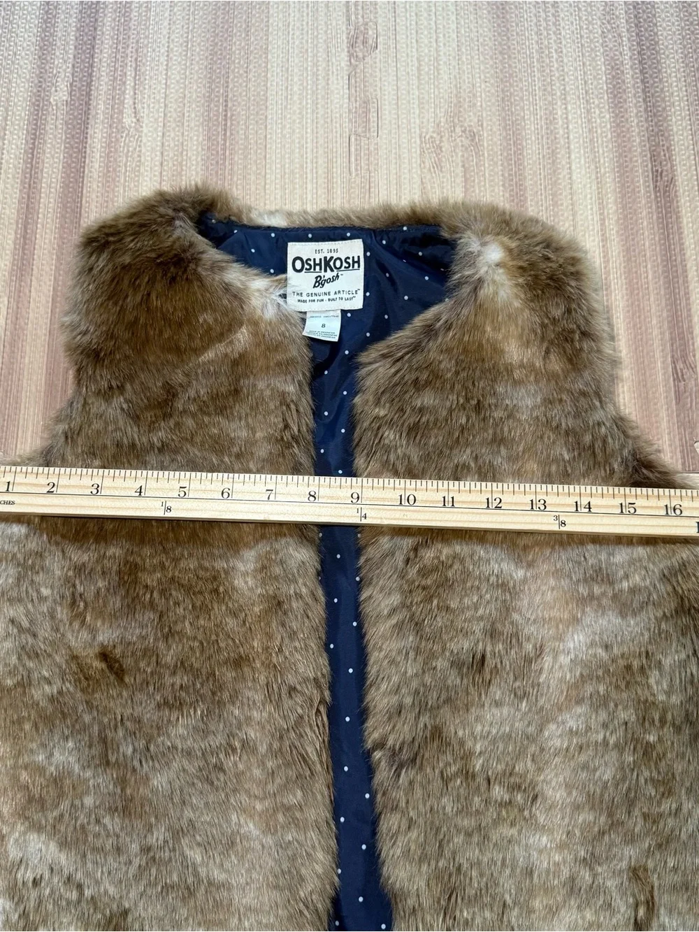 OshKosh B’gosh Girls Size 8 Brown Faux Fur Vest Sleeveless Fall Winter